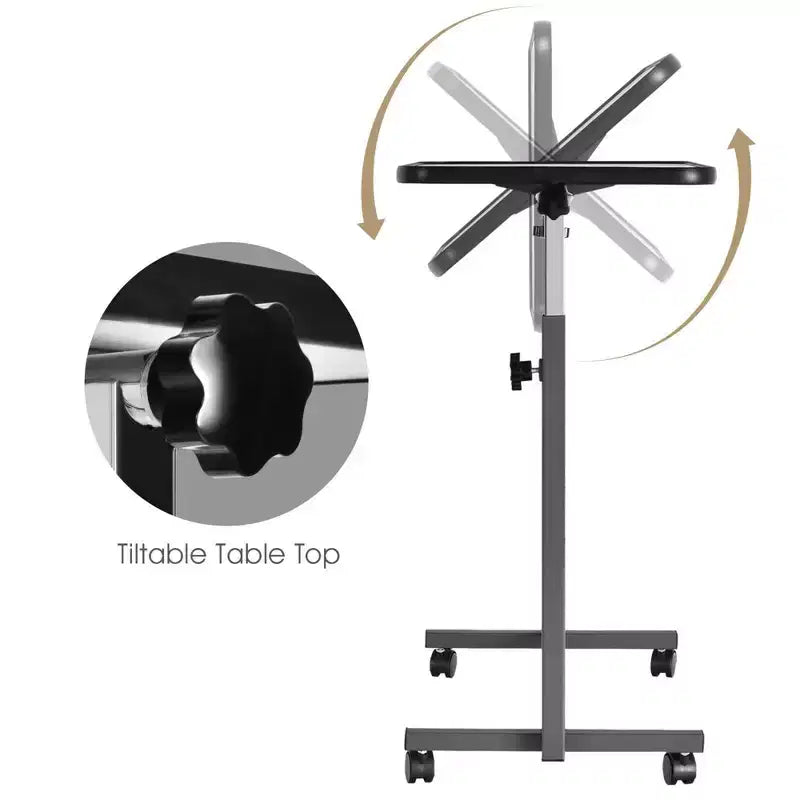 Tavolo Costway con ruote da letto per laptop con piano inclinabile Grigio