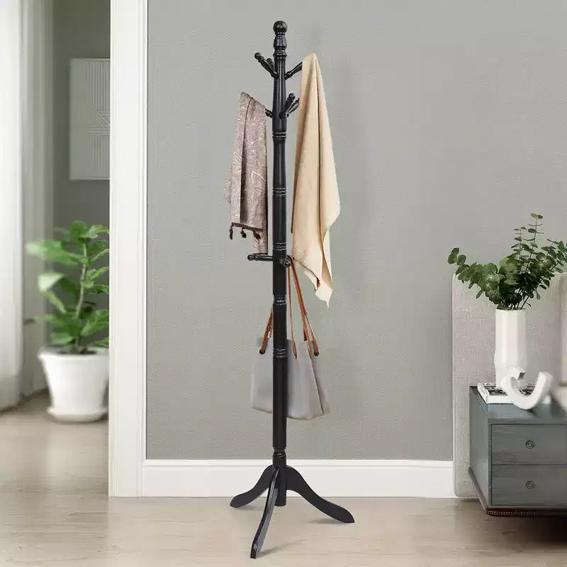 Appendiabiti Costway in legno con 9 ganci e 2 altezze regolabili Noce/Nero/Grigio