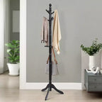 Appendiabiti Costway in legno con 9 ganci e 2 altezze regolabili Noce/Nero/Grigio