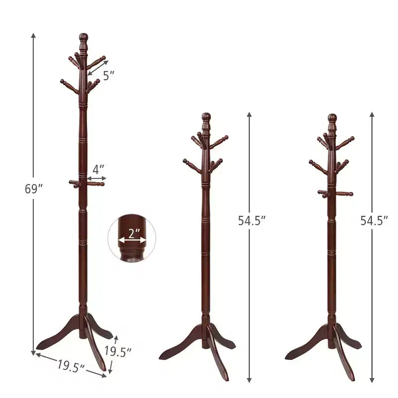 Appendiabiti Costway in legno con 9 ganci e 2 altezze regolabili Noce/Nero/Grigio