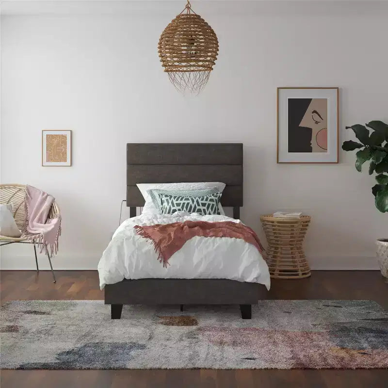 RealRooms Paloma Letto Imbottito con Doppia Porta USB