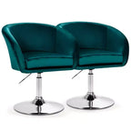 Costway Set of 2 Modern Velvet Chair Height Adjustable Bar Stool Swivel