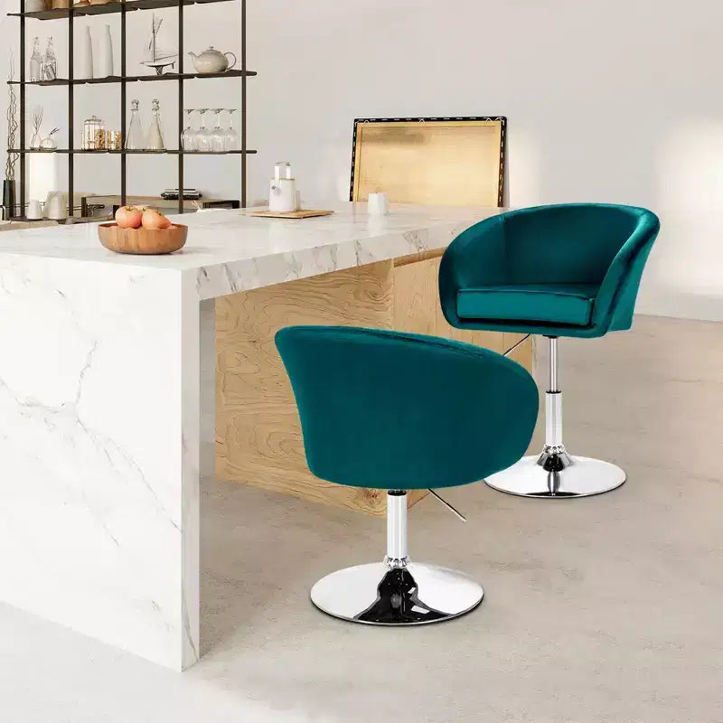 Costway Set di 2 Sgabelli da Bar Moderni in Velluto Regolabili in Altezza Girevoli