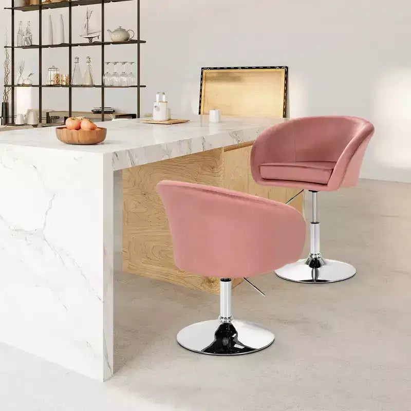 Costway Set di 2 Sgabelli da Bar Moderni in Velluto Regolabili in Altezza Girevoli