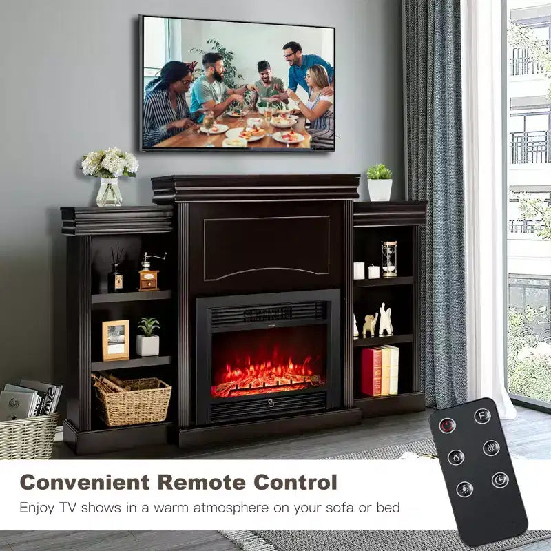 Mobile TV Costway da 70'' con caminetto elettrico da 28,5'', 750W/1500W