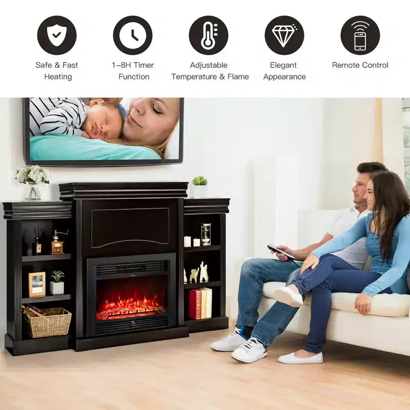 Mobile TV Costway da 70'' con caminetto elettrico da 28,5'', 750W/1500W