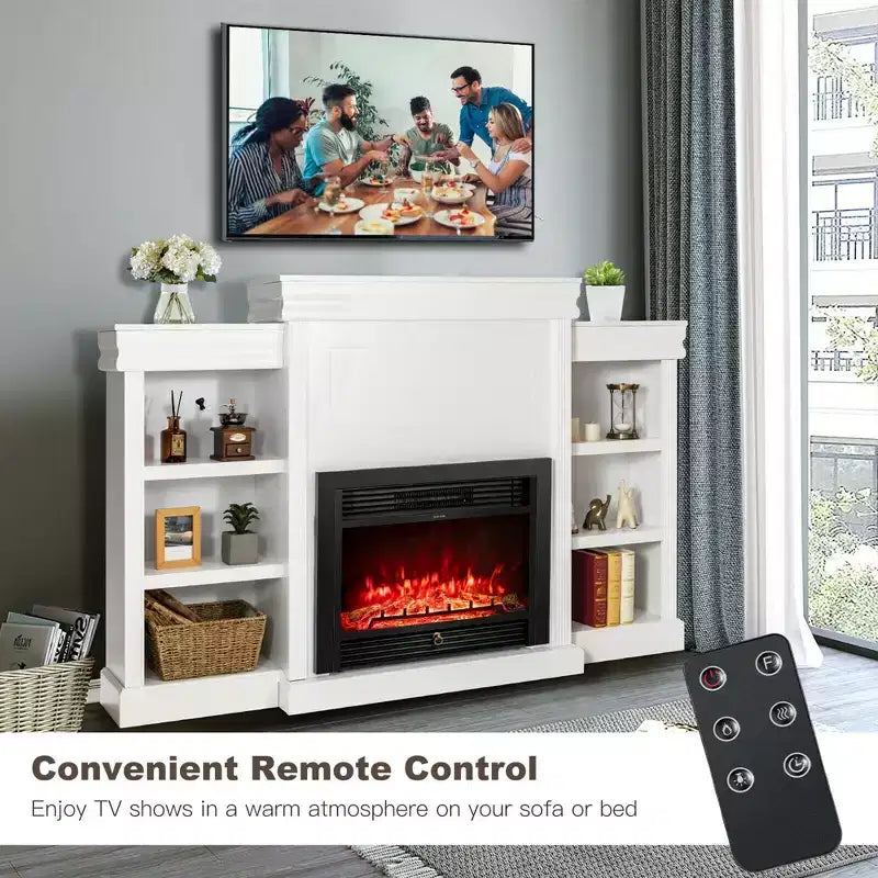 Mobile TV Costway da 70'' con caminetto elettrico da 28,5'', 750W/1500W