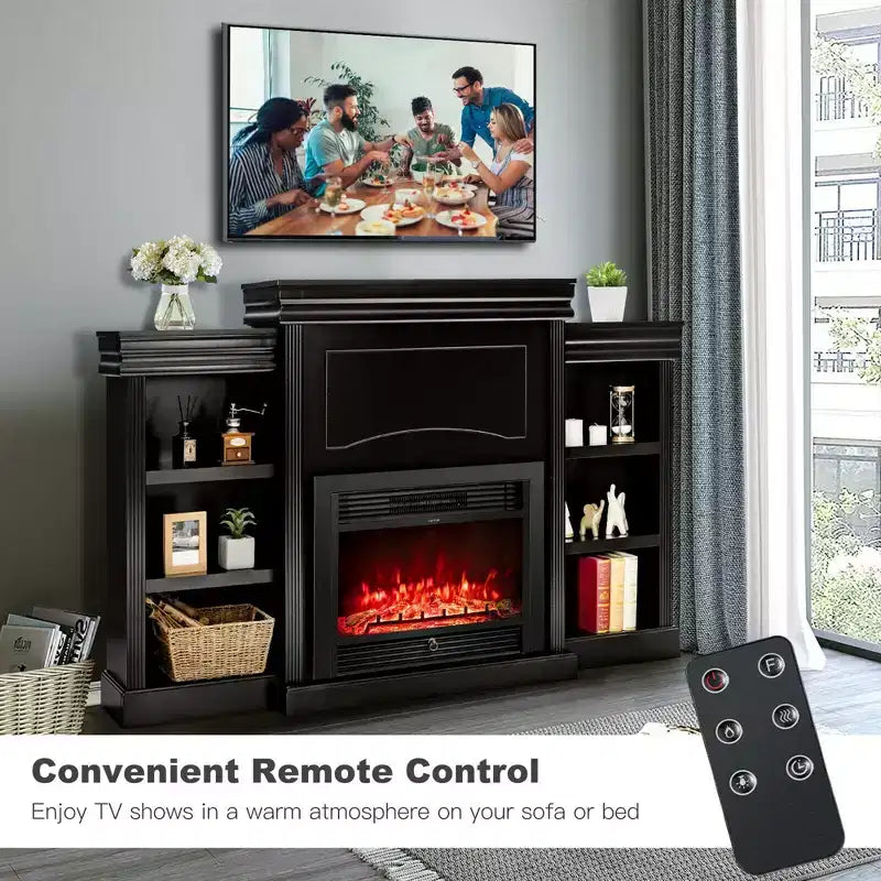 Mobile TV Costway da 70'' con caminetto elettrico da 28,5'', 750W/1500W
