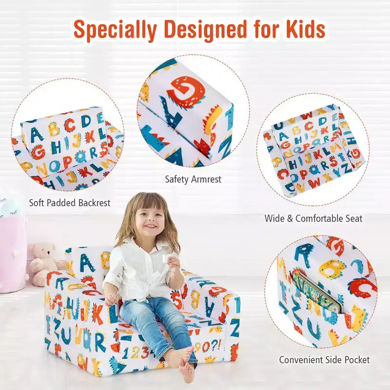 Costway Divano Convertibile per Bambini 2 in 1 Poltrona Pieghevole Sdraio Lettino