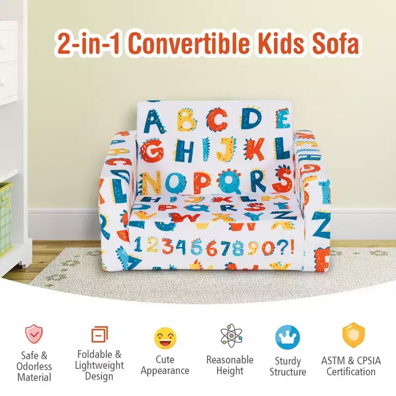 Costway Divano Convertibile per Bambini 2 in 1 Poltrona Pieghevole Sdraio Lettino
