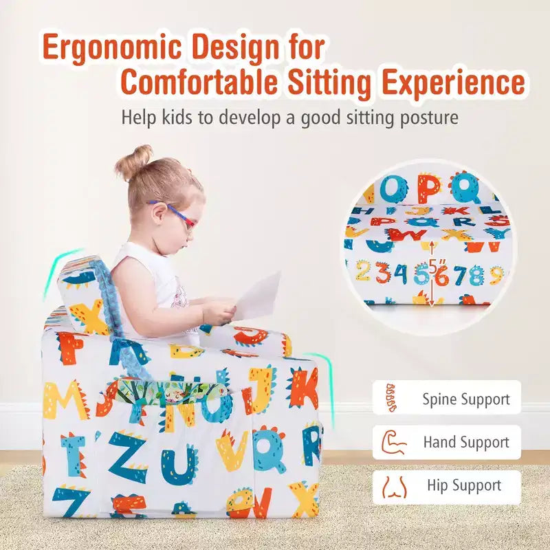 Costway Divano Convertibile per Bambini 2 in 1 Poltrona Pieghevole Sdraio Lettino