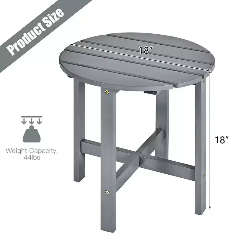 Costway Tavolino da caffè rotondo da 18'' per patio con doghe in legno per giardino e terrazza