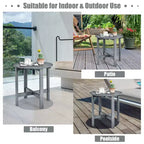 Costway Tavolino da caffè rotondo da 18'' per patio con doghe in legno per giardino e terrazza