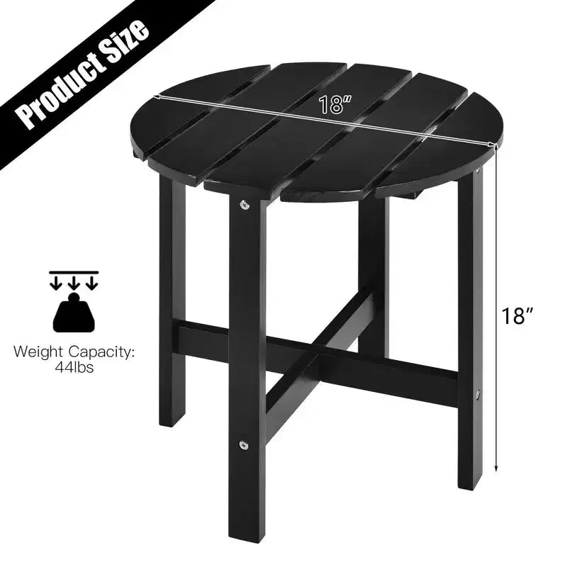 Costway Tavolino da caffè rotondo da 18'' per patio con doghe in legno per giardino e terrazza