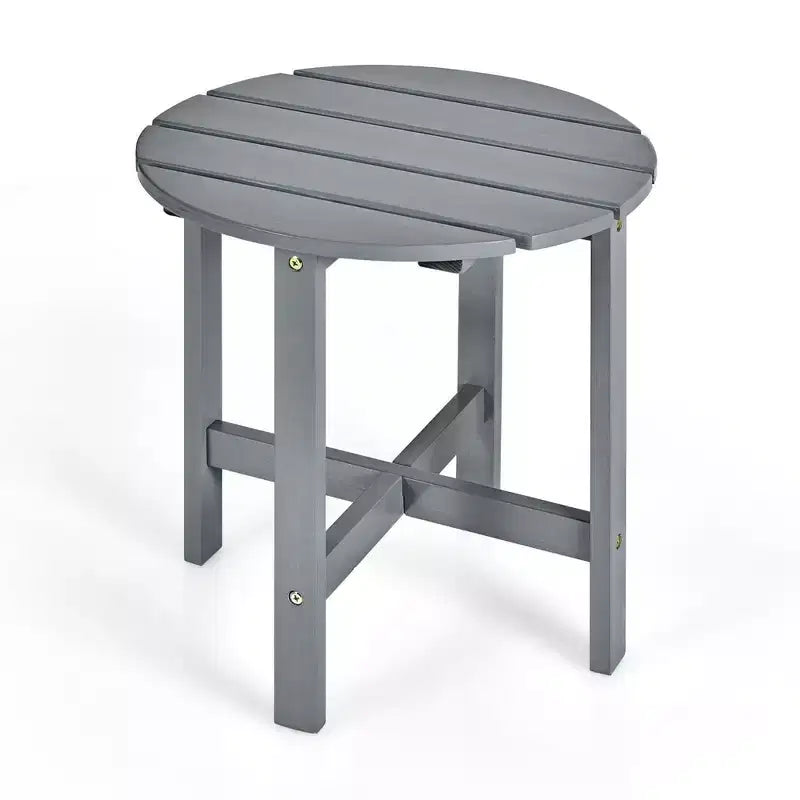 Costway Tavolino da caffè rotondo da 18'' per patio con doghe in legno per giardino e terrazza