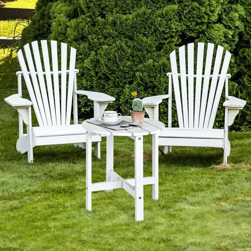 Costway Tavolino da caffè rotondo da 18'' per patio con doghe in legno per giardino e terrazza