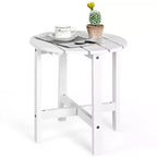 Costway Tavolino da caffè rotondo da 18'' per patio con doghe in legno per giardino e terrazza