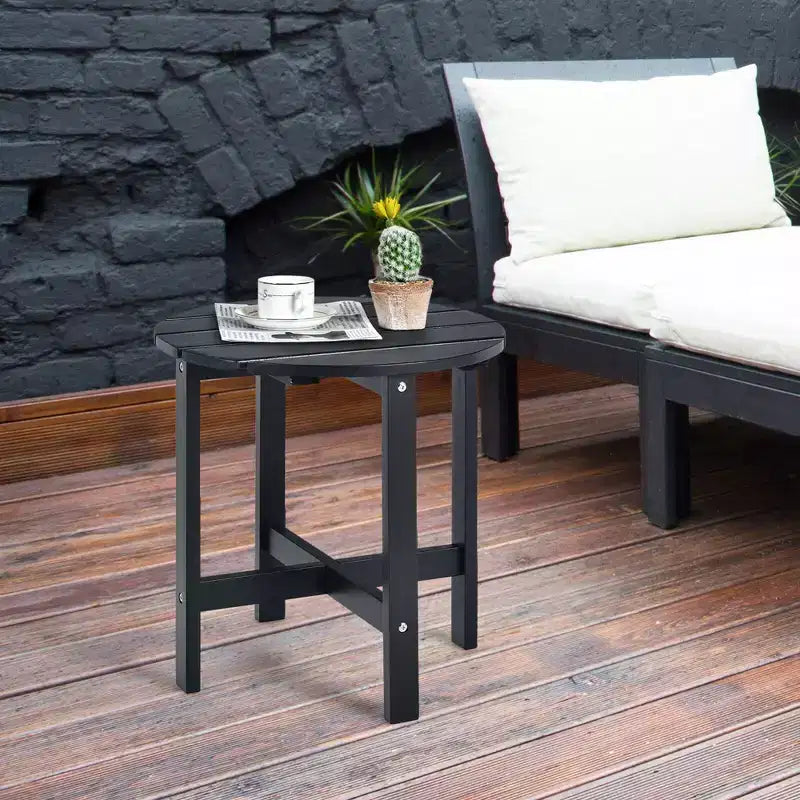 Costway Tavolino da caffè rotondo da 18'' per patio con doghe in legno per giardino e terrazza