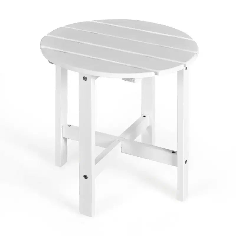 Costway Tavolino da caffè rotondo da 18'' per patio con doghe in legno per giardino e terrazza