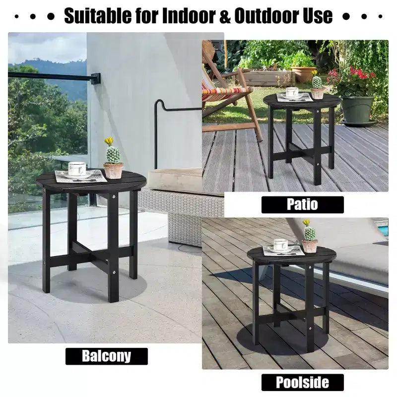 Costway Tavolino da caffè rotondo da 18'' per patio con doghe in legno per giardino e terrazza