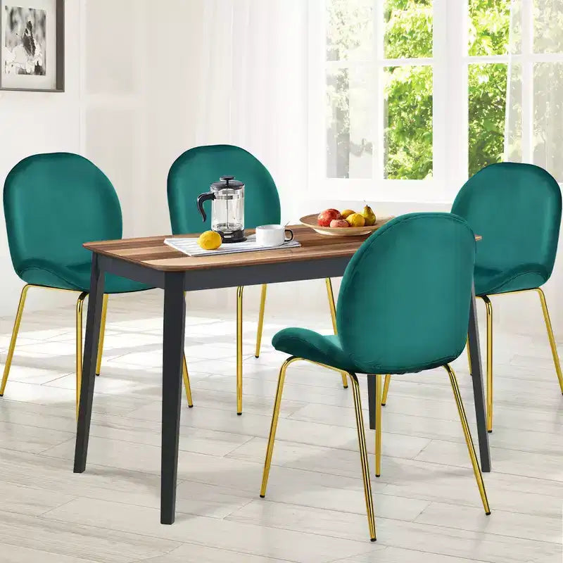 Costway Set 4 Sedie da Pranzo in Velluto Poltroncina senza Braccioli Sedia Laterale