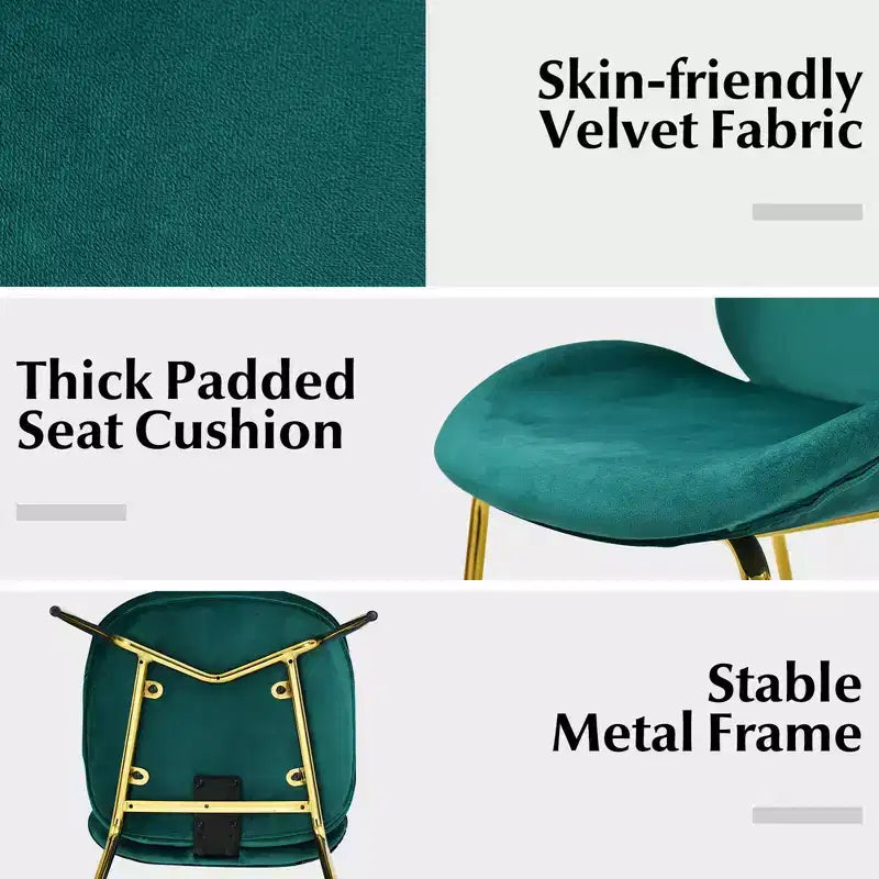 Costway Set 4 Sedie da Pranzo in Velluto Poltroncina senza Braccioli Sedia Laterale