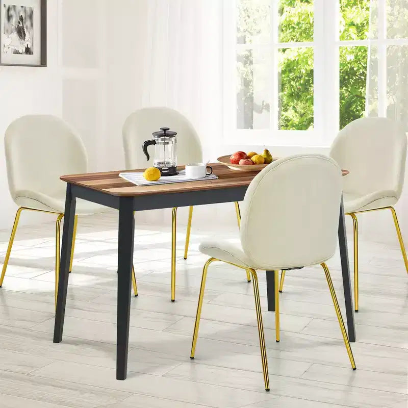 Costway Set 4 Sedie da Pranzo in Velluto Poltroncina senza Braccioli Sedia Laterale
