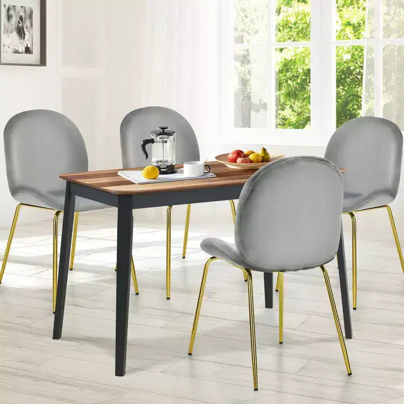 Costway Set 4 Sedie da Pranzo in Velluto Poltroncina senza Braccioli Sedia Laterale
