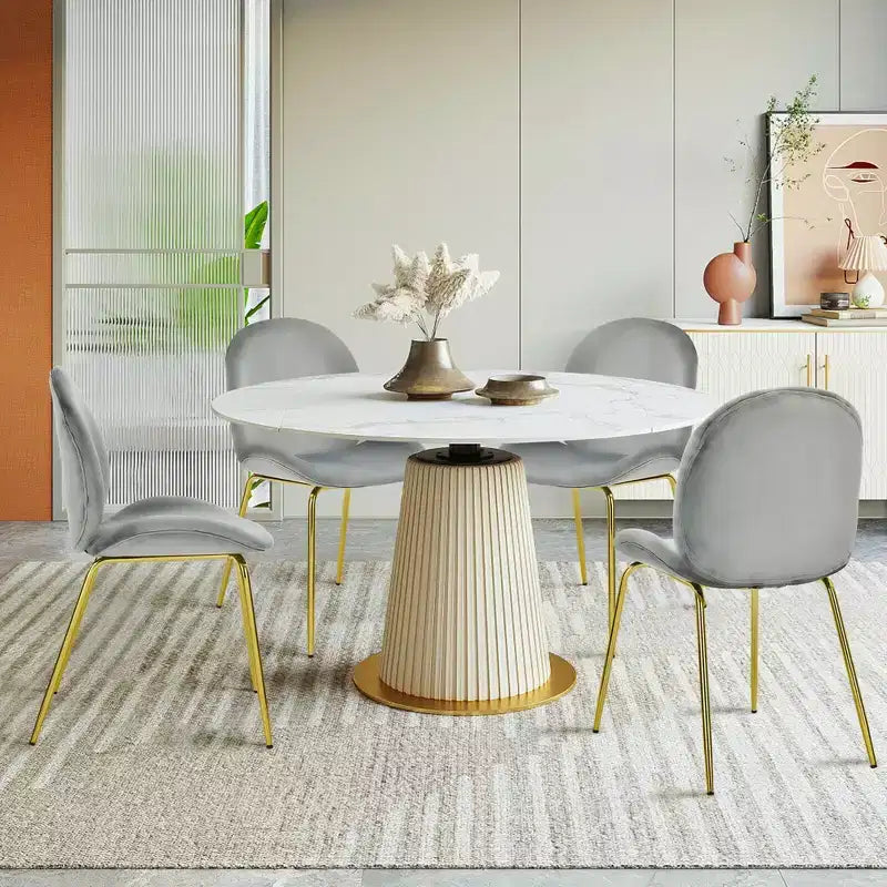 Costway Set 4 Sedie da Pranzo in Velluto Poltroncina senza Braccioli Sedia Laterale