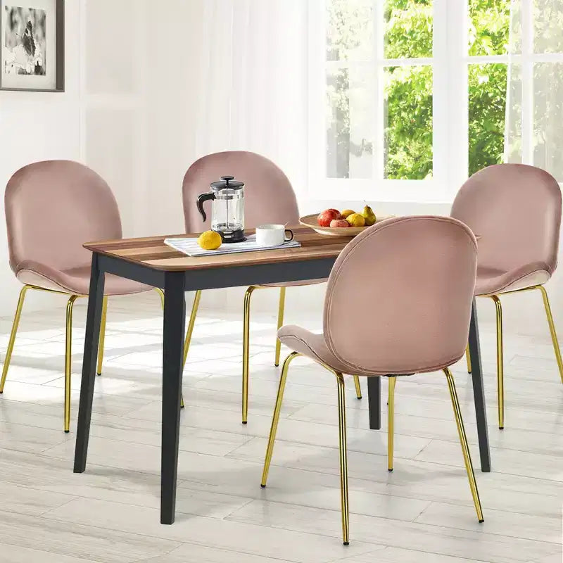 Costway Set 4 Sedie da Pranzo in Velluto Poltroncina senza Braccioli Sedia Laterale