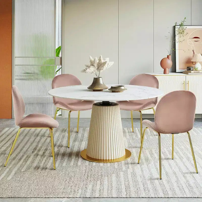 Costway Set 4 Sedie da Pranzo in Velluto Poltroncina senza Braccioli Sedia Laterale