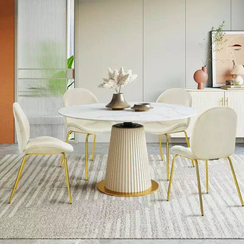 Costway Set 4 Sedie da Pranzo in Velluto Poltroncina senza Braccioli Sedia Laterale