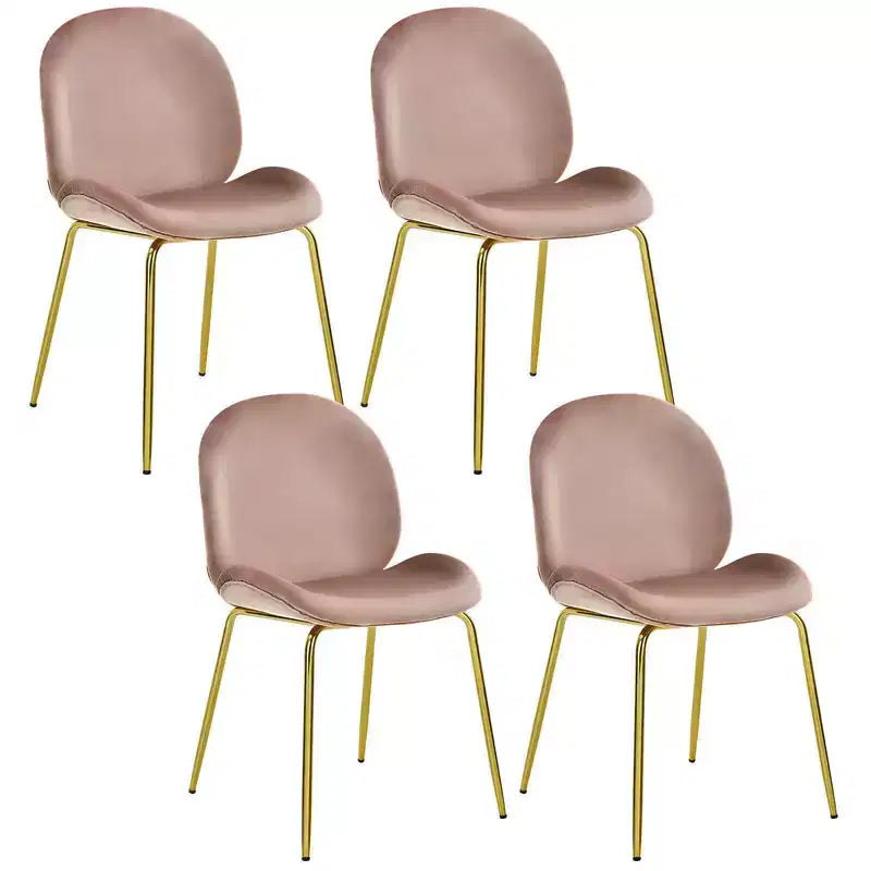 Costway Set 4 Sedie da Pranzo in Velluto Poltroncina senza Braccioli Sedia Laterale