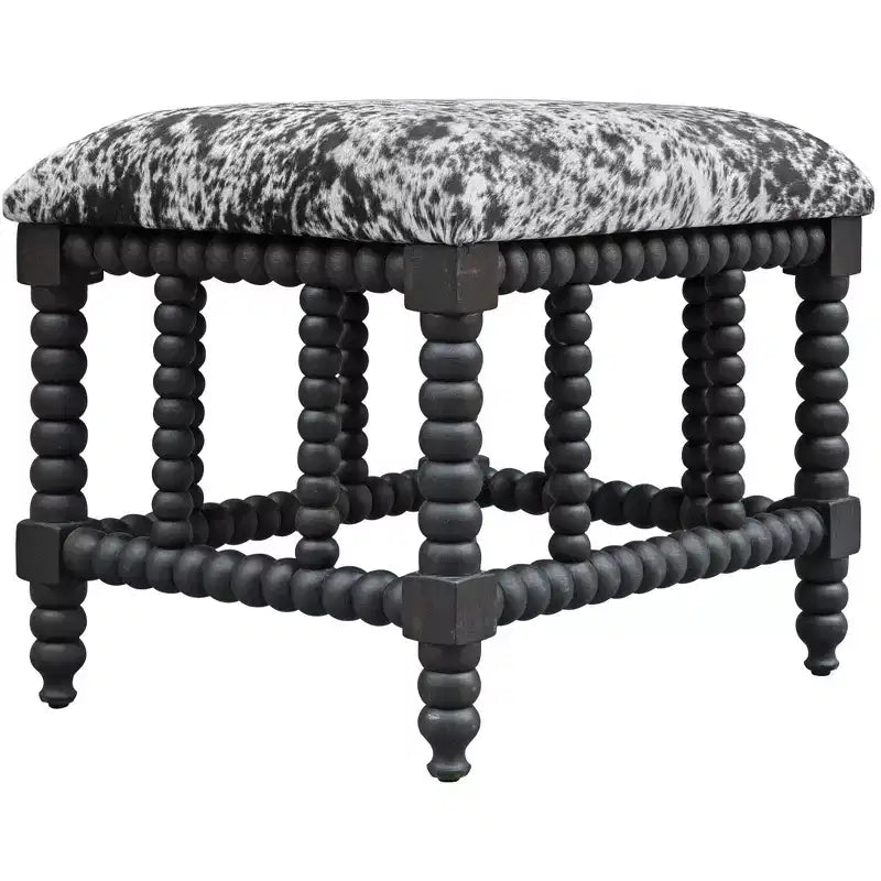 Uttermost Rancho 22 1/2 Wide Gray and White Faux Cow Hide Small Bench