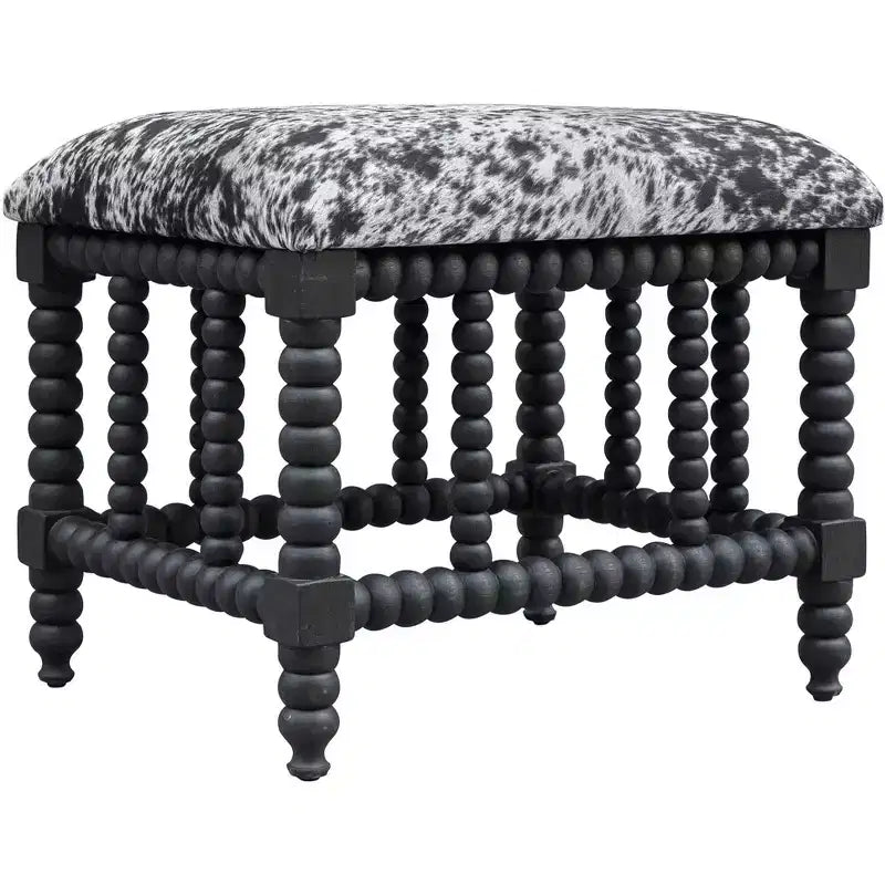 Panchina piccola in finta pelle di mucca grigia e bianca larga 22 1/2 Uttermost Rancho