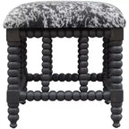 Panchina piccola in finta pelle di mucca grigia e bianca larga 22 1/2 Uttermost Rancho