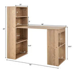 Scrivania per computer Costway Workstation da ufficio con 6 ripiani di archiviazione bianco/nero