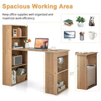 Scrivania per computer Costway Workstation da ufficio con 6 ripiani di archiviazione bianco/nero