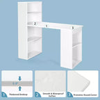 Scrivania per computer Costway Workstation da ufficio con 6 ripiani di archiviazione bianco/nero