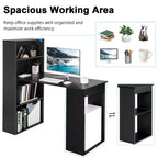 Scrivania per computer Costway Workstation da ufficio con 6 ripiani di archiviazione bianco/nero