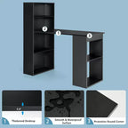 Scrivania per computer Costway Workstation da ufficio con 6 ripiani di archiviazione bianco/nero