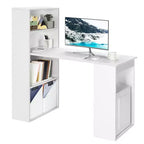 Scrivania per computer Costway Workstation da ufficio con 6 ripiani di archiviazione bianco/nero