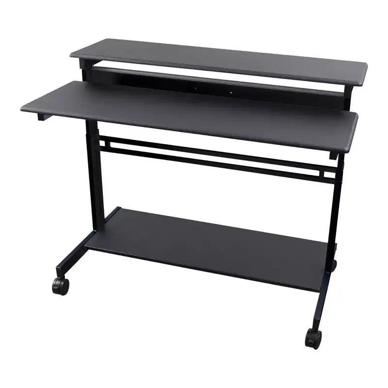 Stand Up Desk Store Scrivania regolabile con rotelle a due livelli per workstation computer