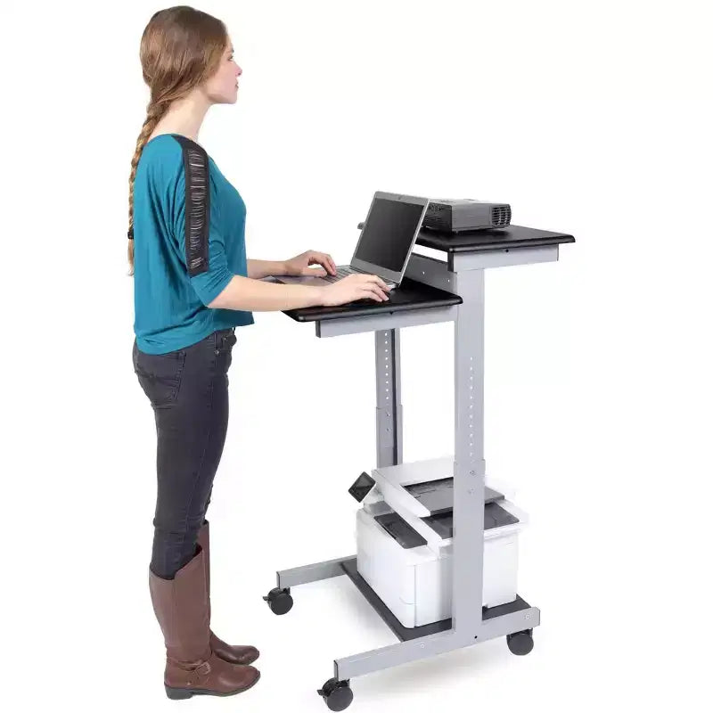 Stand Up Desk Store Scrivania regolabile con rotelle a due livelli per workstation computer