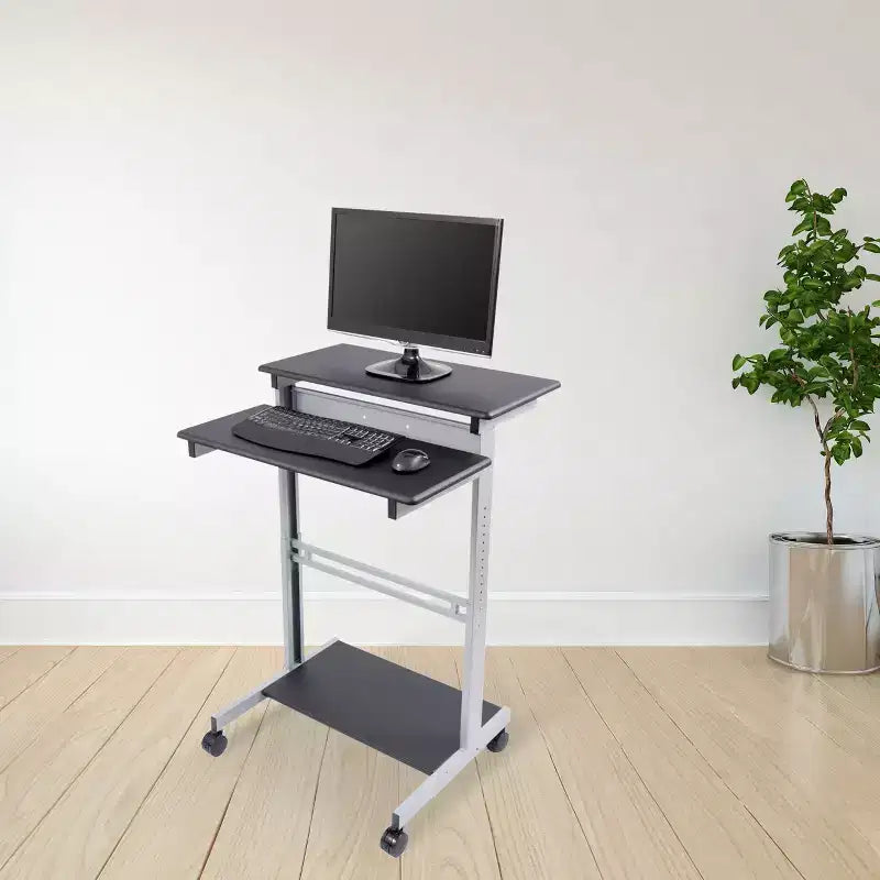 Stand Up Desk Store Scrivania regolabile con rotelle a due livelli per workstation computer
