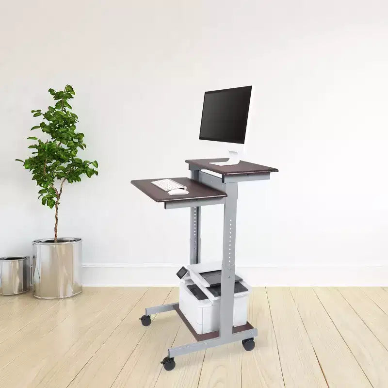 Stand Up Desk Store Scrivania regolabile con rotelle a due livelli per workstation computer