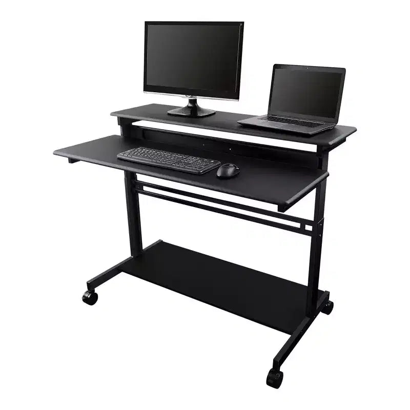 Stand Up Desk Store Scrivania regolabile con rotelle a due livelli per workstation computer