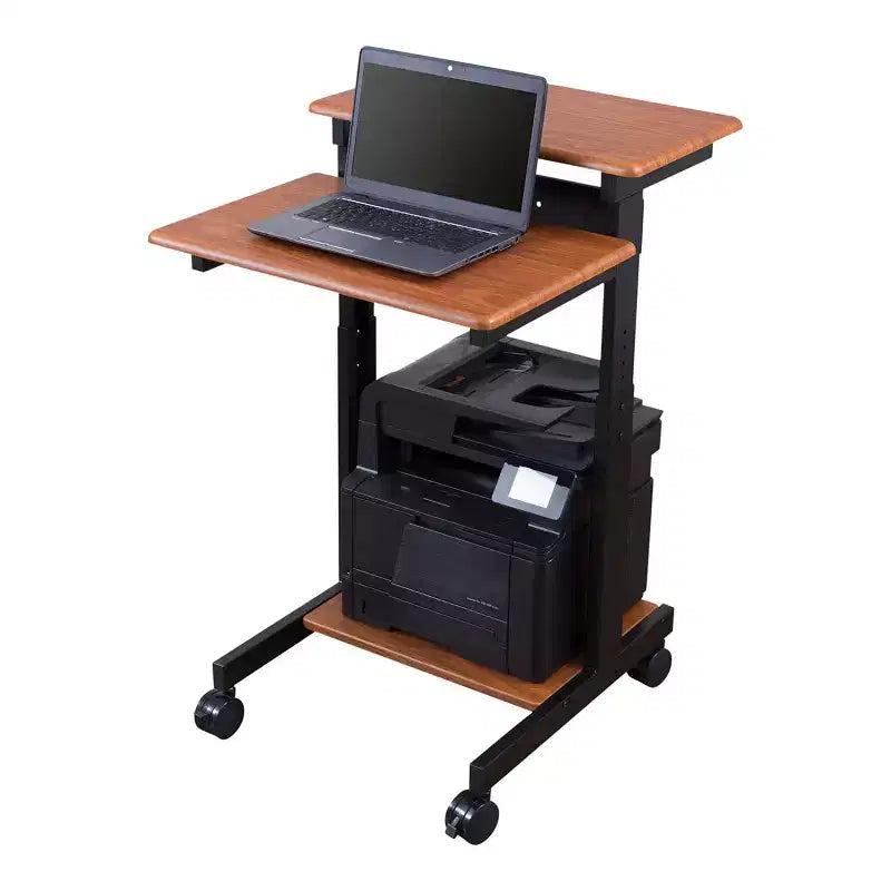 Stand Up Desk Store Scrivania regolabile con rotelle a due livelli per workstation computer