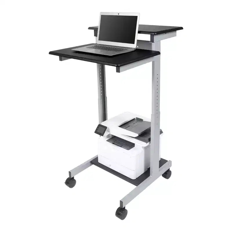 Stand Up Desk Store Rolling Adjustable Height Two Tier Standing Desk Computer Workstation