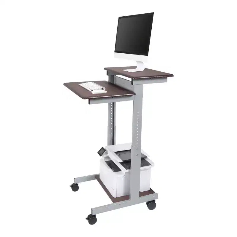 Stand Up Desk Store Scrivania regolabile con rotelle a due livelli per workstation computer